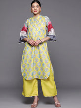 Yellow Pure Cotton Blend Digital Printed Kurta Palazzo Set-AHKUPZ-COMBO-476