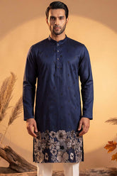 Blue Silk Blend Solid Embroidered Kurta With Trousers MKSET2065