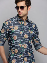 Men Navy Printed Casual Shirt-JUPITERPRINT-3391-Navyblue