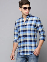Men Blue Checked Casual Shirt-AVACHECKS-5027-Blue