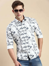 Men White Printed Casual Shirt-FLORIDAPRINT-4958-White