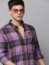 Men Purple Checked Casual Shirt-COLLINSCHECKS-4044-Purple