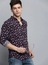Men Black Printed Casual Shirt-ZEETAPRINT-1840-Black