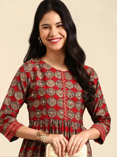 Women's Red Printed Kurta SetKC-813-Maroon