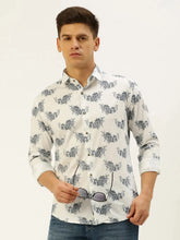 Men White Printed Casual Shirt-LUCIAPRINT-8217-White