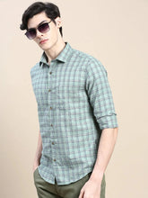 Men Green Checked Casual Shirt-ALBACHECKS-69-Green