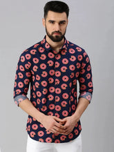 Men Navy Blue Printed Casual Shirt-GOLDENPRINT-1227-Navyblue