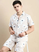 Men Beige Printed Casual Co ord Set-SEABREEZE-2129-Beige