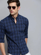 Men Navy Checked Casual Shirt-SOMNIUMCHECKS-2010-Navyblue