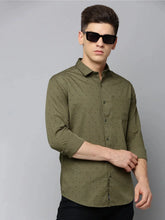 Men Green Printed Casual Shirt-STAPLEPRINTS-0455-Olive