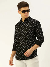 Men Black Printed Casual Shirt-LUCIAPRINT-8210-Black