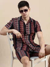 Men Black Printed Casual Co ord Set-BLACKBERRY-1688-Black
