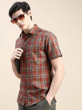 Men Brown Checked Casual Shirt-ALMACHECKS-80-Brown