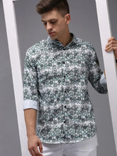 Men White Printed Casual Shirt-KELVENPRINT-1400-White