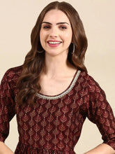 Women's Burgundy Printed Kurta SetKC-1008-Burgundy