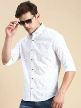 Men White Printed Casual Shirt-GURJANPRINT-5413-White