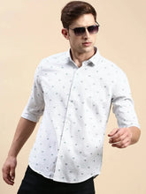 Men White Striped Casual Shirt-DROSHPRINT-8187-Offwhite
