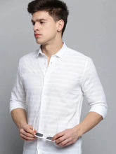 Men White Solid Casual Shirt-DEERASTRIPES-2075-White