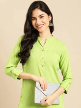 Women's Green Solid Straight Kurta-ON-488-Green