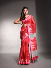 Red Cotton Silk Saree With Texture Border-MA54CTSL33610109