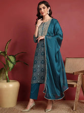 Viscose Bandhini Blue Indian Ethnic