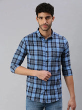 Men Blue Checked Casual Shirt-YARDCHECKS-1177-Blue