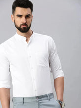 Men White Self Design Casual Shirt-SPANISHSHIRT-1018-White