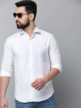 Men White Solid Casual Shirt-SAGARPLAIN-4569-White