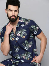 Men Navy Printed Co Ord Set-AM-66-15-Navyblue