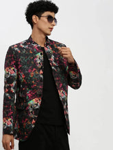 Men Black Printed Blazer-SOBLZ-85-10-Black