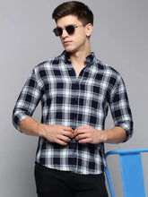 Men Blue Checked Casual Shirt-AVACHECKS-5038-Blue