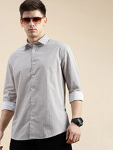 Men White Geometrical Casual Shirt-DAITON-3472-Offwhite
