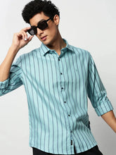 Men Blue Striped Casual Casual Shirts-OAKSTRIPE-5633-Blue