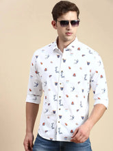 Men White Printed Casual Shirt-GURJANPRINT-5421-White