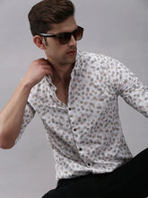 Men White Printed Casual Shirt-EASTIONPRINT-1431-White