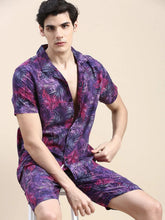 Men Purple Printed Casual Co ord Set-MARSHALL-1854-Purple
