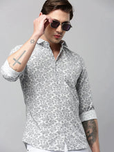 Men White Printed Casual Shirt-ZEPHYRPRINTS-2034-White