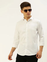 Men White Solid Casual Shirt-PARXPLAINDOBBY-3143-White