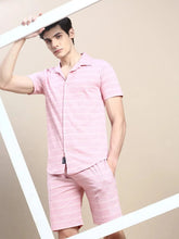 Men Pink Checked Casual Co ord Set-EX-698-Pink