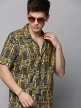 Men Yellow Printed Casual Shirt-RESORTPRINT-3186-Yellow