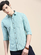 Men Green Checked Casual Shirt-ALBACHECKS-77-Seagreen