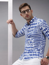 Men Blue Printed Casual Shirt-SPARCKPRINT-1534-Blue