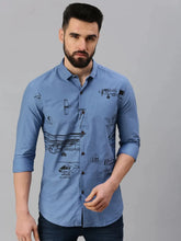 Men Blue Printed Casual Shirt-HIGHPOWERPRINT-1264-Blue