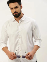 Men White Solid Casual Shirt-PARXPLAINDOBBY-3145-White