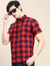 Men Red Checked Casual Shirt-WILLACHECKS-101-Red