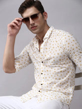 Men White Printed Casual Shirt-OMANPRINT-1581-Offwhite