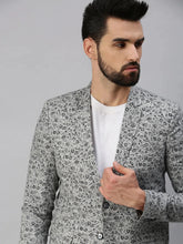 Men Grey Printed Party Blazers-SOBLZ247-Grey
