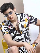 Men White Printed Casual Co ord Set-MARSHALL-1840-White