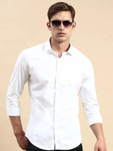 Men White Solid Casual Shirt-PARXPLAINDOBBY-3152-White