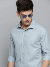 Men Blue Solid Casual Shirt-MUNIFICENCEPLAIN-3393-Blue